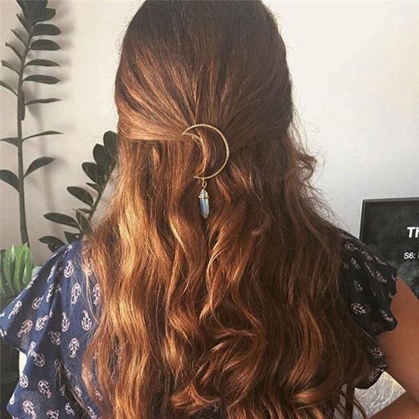 hair clips & barrettes est women gold metal moon clip hairpins hexagonal pendant nature stone jewelry accessories for girls, Golden;silver
hair clips & barrettes est women gold metal moon clip hairpins hexagonal pendant nature stone jewelry accessories for girls, Golden;silver