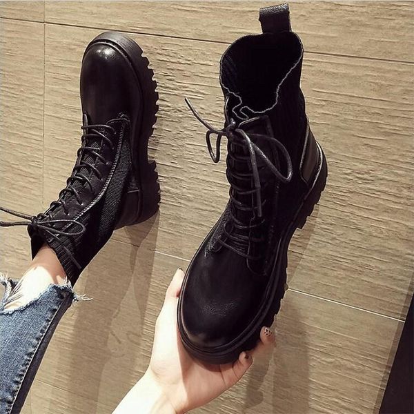 slhjc 2020 autumn calf boots leather knit fabric patchwork med heel platform pumps shoes 4 cm lace up moto boots, Black
slhjc 2020 autumn calf boots leather knit fabric patchwork med heel platform pumps shoes 4 cm lace up moto boots, Black