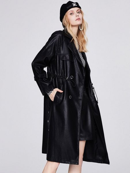 jazzevar drawstring waist double breasted pu leather trench coat k2fk#, Tan;black
jazzevar drawstring waist double breasted pu leather trench coat k2fk#, Tan;black