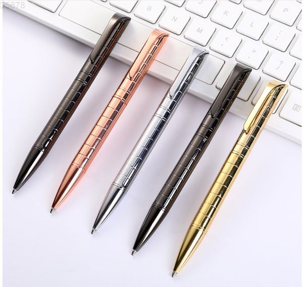 1 Pcs Unique Design Luxury , Oblique Head Metal Checkered Style Ballpoint Pen For Writing