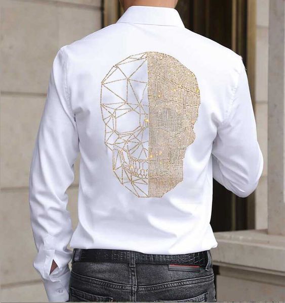 men's dress shirts fashion rhinestone long sleeve striped fit shirt casual blouse wholesale drill camisa, White;black
men's dress shirts fashion rhinestone long sleeve striped fit shirt casual blouse wholesale drill camisa, White;black