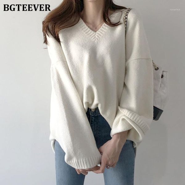 bgteever autumn winter sweater women v-neck loose knitted sweaters female knitted pullover jumpers 2019 casual knit 1, White;black
bgteever autumn winter sweater women v-neck loose knitted sweaters female knitted pullover jumpers 2019 casual knit 1, White;black