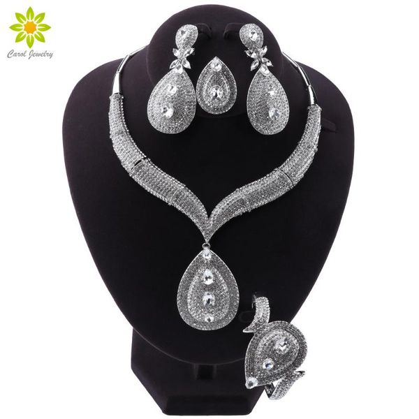 classic silver color water drop design crystal rhinestone necklace earrings bracelet ring jewelry sets for women gifts
classic silver color water drop design crystal rhinestone necklace earrings bracelet ring jewelry sets for women gifts