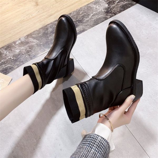 2021 new leather women fall warm women's anti-slip set foot mujer boots cz6n, Black 
2021 new leather women fall warm women's anti-slip set foot mujer boots cz6n, Black