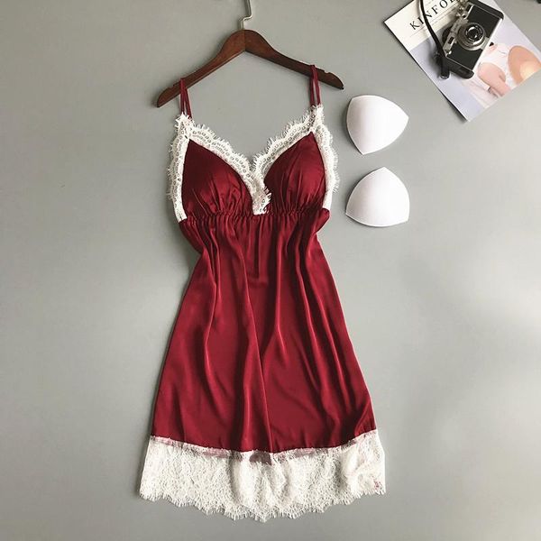 women's sleepwear fashion womens satin lace sling sleepdress lingerie nightdress underwear women v neck homewear, Black;red
women's sleepwear fashion womens satin lace sling sleepdress lingerie nightdress underwear women v neck homewear, Black;red
