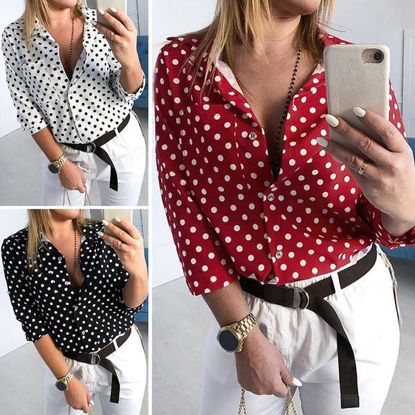 women loose casual shirts half sleeve 2021 new fashion polka dot printing turn-down collar blouses spring autumn female, White
women loose casual shirts half sleeve 2021 new fashion polka dot printing turn-down collar blouses spring autumn female, White