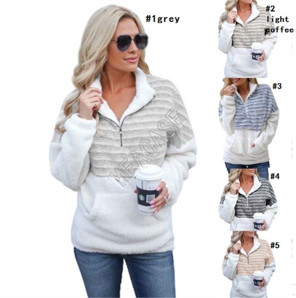 2020 womens sherpa fleece hoodie winter warm plush furry pullover sweaters fashion striped half zipper blouses outwear plus size d91711, Black
2020 womens sherpa fleece hoodie winter warm plush furry pullover sweaters fashion striped half zipper blouses outwear plus size d91711, Black