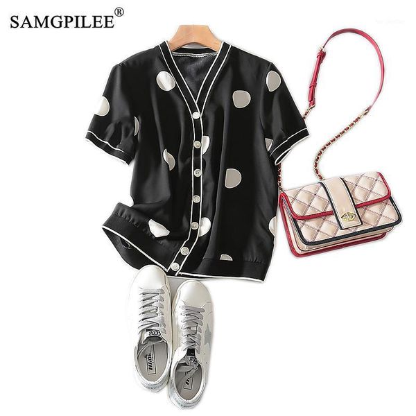 women's blouses & shirts blouse women 2021 casual chiffon blusa feminina short sleeve button polka dot v-neck plus size femmes vadim 3, White
women's blouses & shirts blouse women 2021 casual chiffon blusa feminina short sleeve button polka dot v-neck plus size femmes vadim 3, White