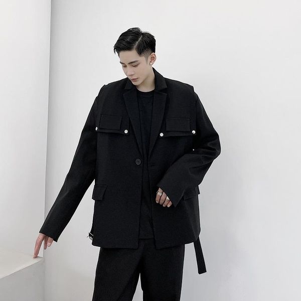 male streetwear japan korea suit coat outerwear stage fashion show clothing men shawl belt loose suit blazers jacket, White;black
male streetwear japan korea suit coat outerwear stage fashion show clothing men shawl belt loose suit blazers jacket, White;black