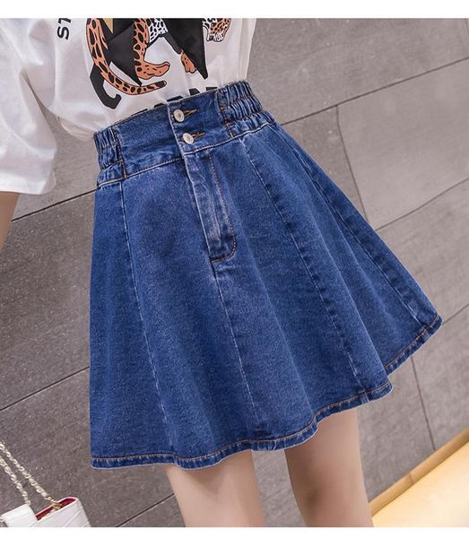 2021 women denim pleated mini skirt summer elastic high waist a-line girl jeans elegant korean preppy style cotton skirt, Black
2021 women denim pleated mini skirt summer elastic high waist a-line girl jeans elegant korean preppy style cotton skirt, Black