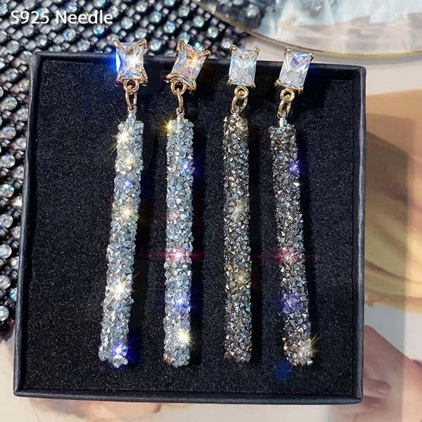 925 sterling silver needle long dangle earrings for women jewelry white black rhinestone female drop tassel earrings bijoux1
925 sterling silver needle long dangle earrings for women jewelry white black rhinestone female drop tassel earrings bijoux1