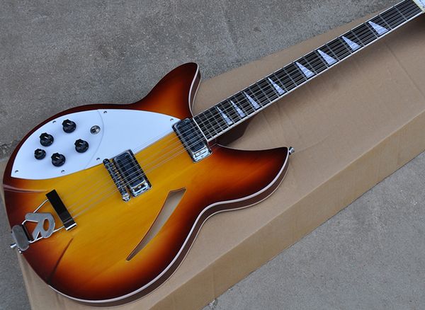 wholesale left-handed tobacco sunburst 12-string semi-hollow electric guitar (with 2 pickups), mahogany fingerboard, 
wholesale left-handed tobacco sunburst 12-string semi-hollow electric guitar (with 2 pickups), mahogany fingerboard,