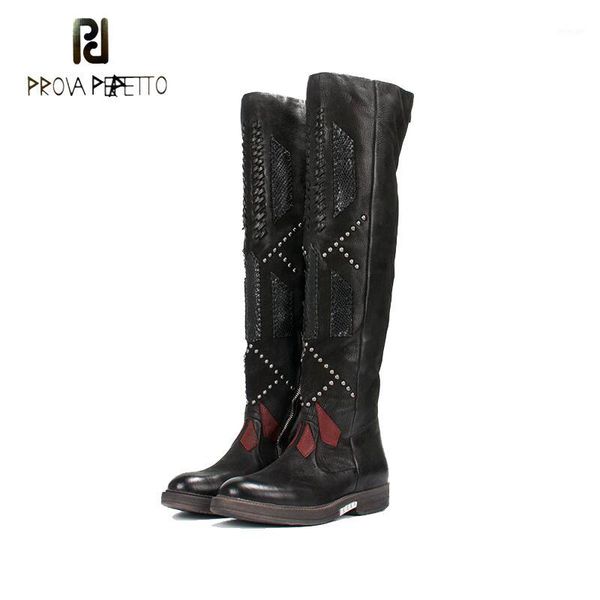 boots prova perfetto fashion patchwork weave women over the knee thigh high rivets studded platform flat boats1, Black
boots prova perfetto fashion patchwork weave women over the knee thigh high rivets studded platform flat boats1, Black