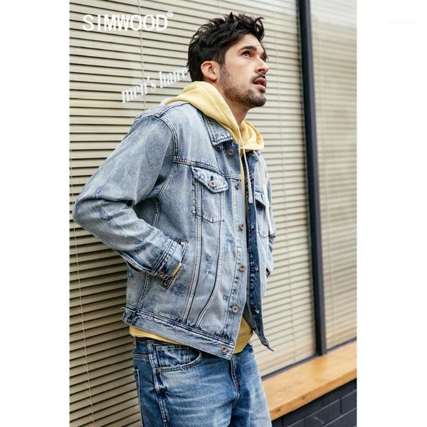 simwood 2019 new autumn denim jackets men casual frayed brand clothing male fashion slim jeans outerwear plus size coats 1900531, Black;brown
simwood 2019 new autumn denim jackets men casual frayed brand clothing male fashion slim jeans outerwear plus size coats 1900531, Black;brown