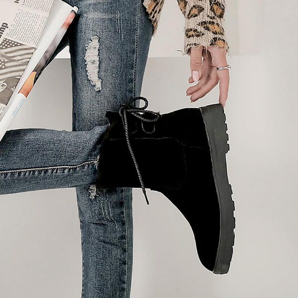 winter snow boots women low heels platform lace up thick fur warm winter boots female shoes fashion ankle, Black
winter snow boots women low heels platform lace up thick fur warm winter boots female shoes fashion ankle, Black