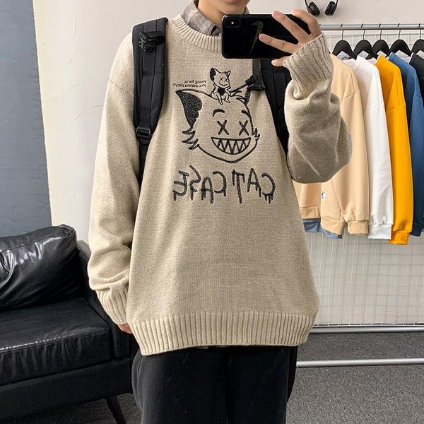 new 2021 winter new couple sweaters casual oversize men's pullovers korean cat streetwear graphic printed male sweater, White;black
new 2021 winter new couple sweaters casual oversize men's pullovers korean cat streetwear graphic printed male sweater, White;black