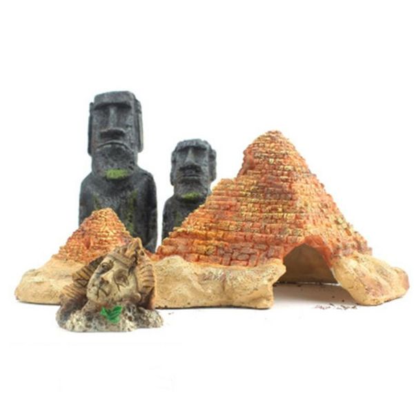 aquarium decoration easter island head statue / egyptian pharaoh / pyramid desert theme avoid hide cave fish tank resin ornament decor p3ie 
aquarium decoration easter island head statue / egyptian pharaoh / pyramid desert theme avoid hide cave fish tank resin ornament decor p3ie