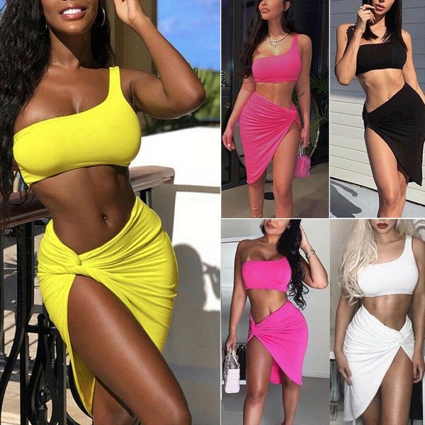 2pcs set women one shoulder sleeveless bra crop short skirt bodycon evening party boho set, Gray
2pcs set women one shoulder sleeveless bra crop short skirt bodycon evening party boho set, Gray