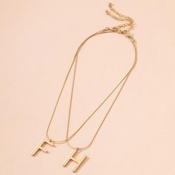 new simple charm style gold color two english letter fh pendant choker necklace for women, Silver
new simple charm style gold color two english letter fh pendant choker necklace for women, Silver