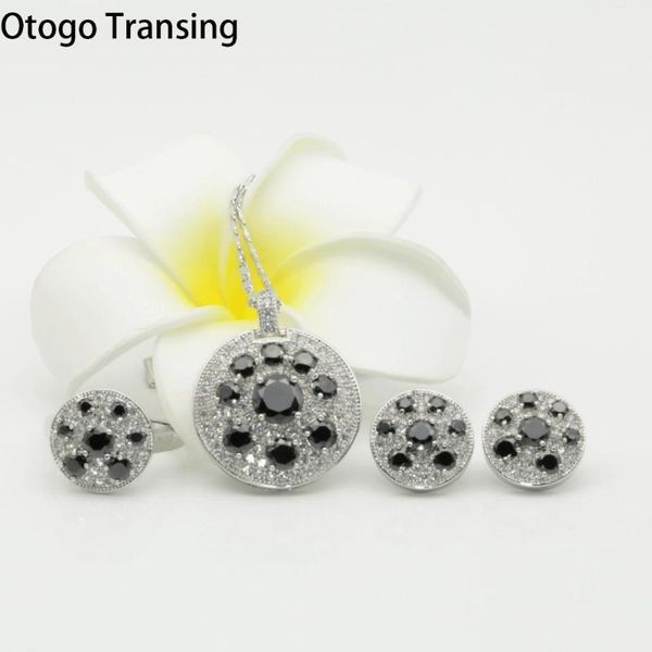 Otogo Transing Fashion Wedding Bridal Black Crystal Women Round Design Silver Color Jewelry Set Necklace/ Earrings/Rings-S254
Otogo Transing Fashion Wedding Bridal Black Crystal Women Round Design Silver Color Jewelry Set Necklace/ Earrings/Rings-S254