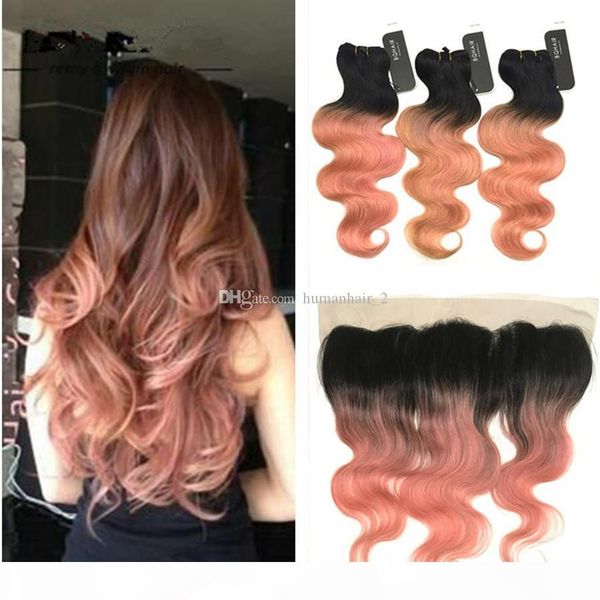 dark roots rose gold lace frontal closure with hair bundles 1b roser gold body wave ombre virgin hair weaves with 13*4 lace frontal, Black;brown
dark roots rose gold lace frontal closure with hair bundles 1b roser gold body wave ombre virgin hair weaves with 13*4 lace frontal, Black;brown
