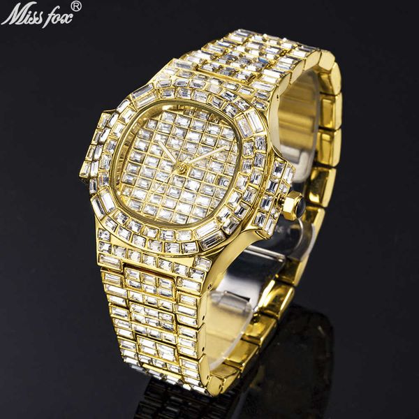 missfox watch high grade full diamond square diamond waterproof calendar men's quartz watch, Slivery;brown
missfox watch high grade full diamond square diamond waterproof calendar men's quartz watch, Slivery;brown