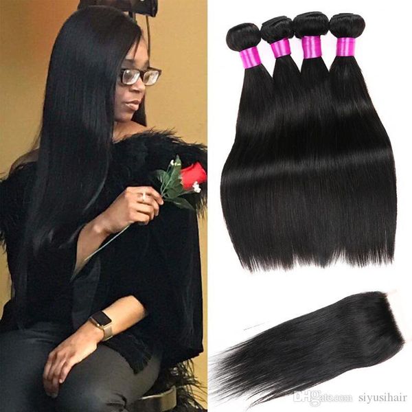 10a malaysian virgin straight hair 3 4 bundles with closure straight hair weaves extensions human hair lace closure, Black
10a malaysian virgin straight hair 3 4 bundles with closure straight hair weaves extensions human hair lace closure, Black