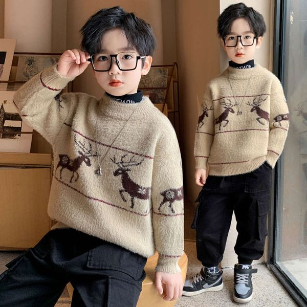2020 new pullover boys' sweater children's plush and thickened boy's mink cashmere autumn winter middle school children, Blue
2020 new pullover boys' sweater children's plush and thickened boy's mink cashmere autumn winter middle school children, Blue