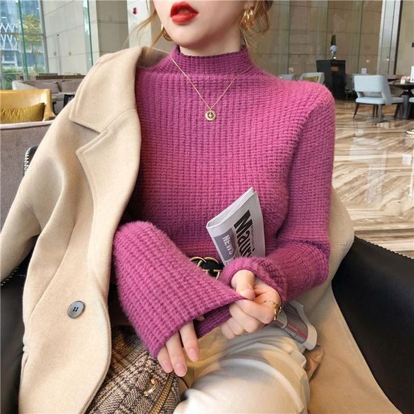 women 2021 autumn winter knitted half turtleneck sweater female long sleeve sweaters ladies solid cashmere pullover s911, White;black
women 2021 autumn winter knitted half turtleneck sweater female long sleeve sweaters ladies solid cashmere pullover s911, White;black