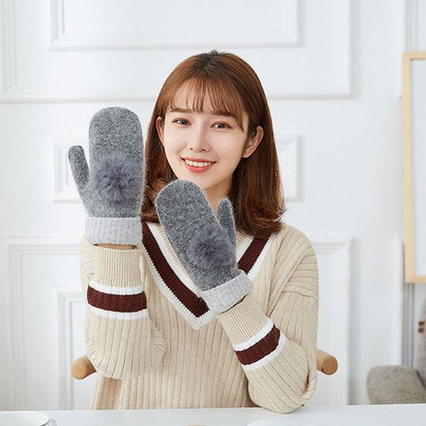 five fingers gloves winter women soft wool warm knit warmer girls' candy color hair ball mittens, Blue;gray
five fingers gloves winter women soft wool warm knit warmer girls' candy color hair ball mittens, Blue;gray