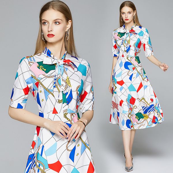 2021 new merchall summer geometric chain print runway shirt women short sleeve bow collar sweety elegant pleated midi qfqg, Black;gray
2021 new merchall summer geometric chain print runway shirt women short sleeve bow collar sweety elegant pleated midi qfqg, Black;gray