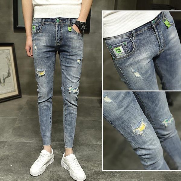 autumn men'denim jacket ripped decoration slim straight tllbe stretchy breathable joker fashion casual washable male pants1, Blue
autumn men'denim jacket ripped decoration slim straight tllbe stretchy breathable joker fashion casual washable male pants1, Blue