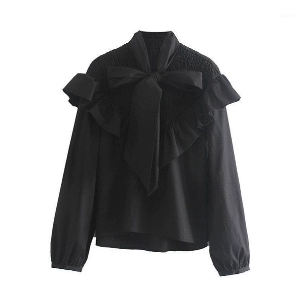 women bow tie collar black blouse back zipper ruffles long sleeve office wear shirt irregular blusas1, White
women bow tie collar black blouse back zipper ruffles long sleeve office wear shirt irregular blusas1, White