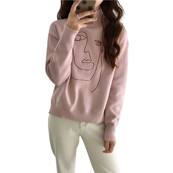 lychee girls geometric face sweaters female long sleeve turtleneck pullovers autumn winter casual women sweaters 201030, White
lychee girls geometric face sweaters female long sleeve turtleneck pullovers autumn winter casual women sweaters 201030, White