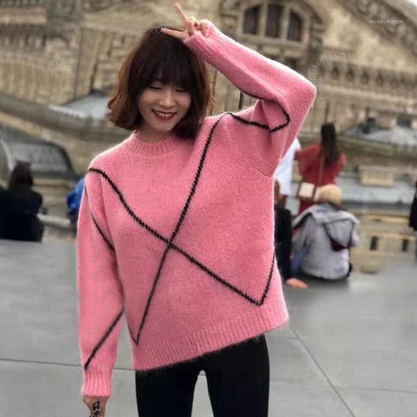 women's sweaters women sweater 2021 autumn /winter pink round neck pullover jacquard long-sleeved women's knitted sweater1, White;black
women's sweaters women sweater 2021 autumn /winter pink round neck pullover jacquard long-sleeved women's knitted sweater1, White;black