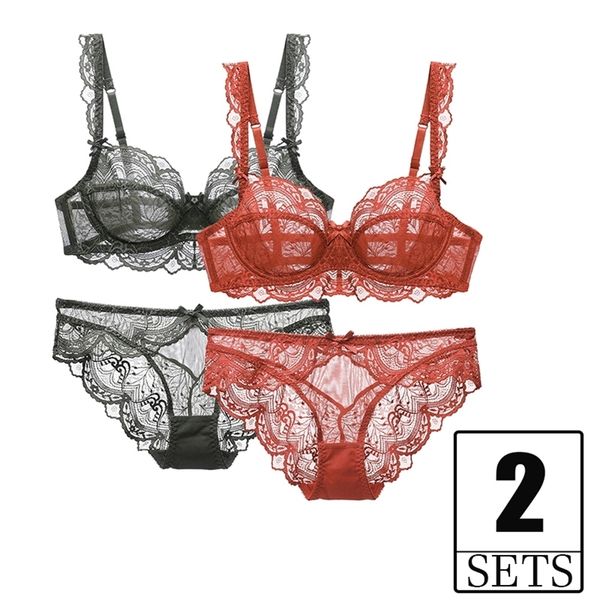 2 piece set ultra thin transparent women bra and panties lingerie plus size push up brassiere lace underwear girls bras red lj201210, Red;black
2 piece set ultra thin transparent women bra and panties lingerie plus size push up brassiere lace underwear girls bras red lj201210, Red;black