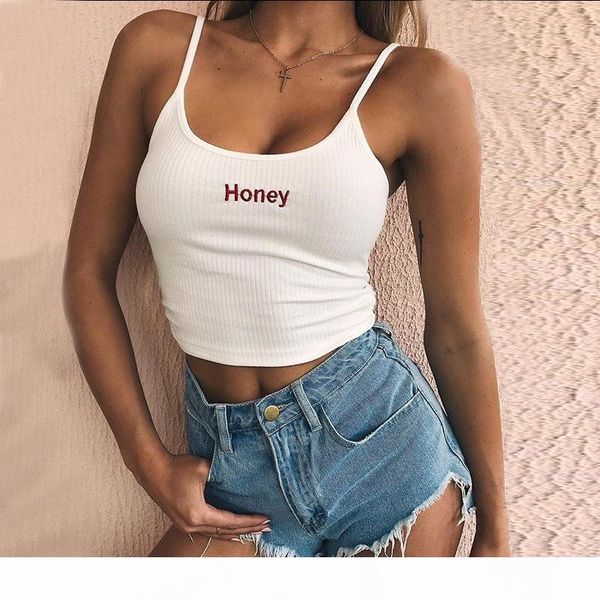 qualitywomen crop 2020 summer honey letter embroidery strap tank cropped feminino ladies elastic shirt vest camisole, Red;black
qualitywomen crop 2020 summer honey letter embroidery strap tank cropped feminino ladies elastic shirt vest camisole, Red;black