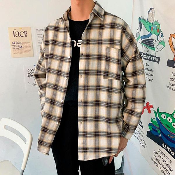 plus size fashions shirts men blouse plaid clothes casual loose shirt mens all match korean style streetwear blouses long sleeve, White;black
plus size fashions shirts men blouse plaid clothes casual loose shirt mens all match korean style streetwear blouses long sleeve, White;black