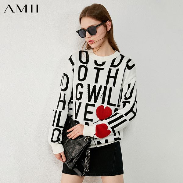 amii minimalism autumn winter sweaters for women fashion oneck letter print loose women's sweater female pullover 12070525 201120, White;black
amii minimalism autumn winter sweaters for women fashion oneck letter print loose women's sweater female pullover 12070525 201120, White;black
