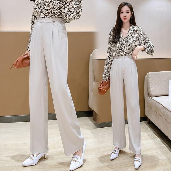 2020 autumn new drape high waist trousers thin wide-leg pants black casual suit pants women professional overalls1, Black;white
2020 autumn new drape high waist trousers thin wide-leg pants black casual suit pants women professional overalls1, Black;white