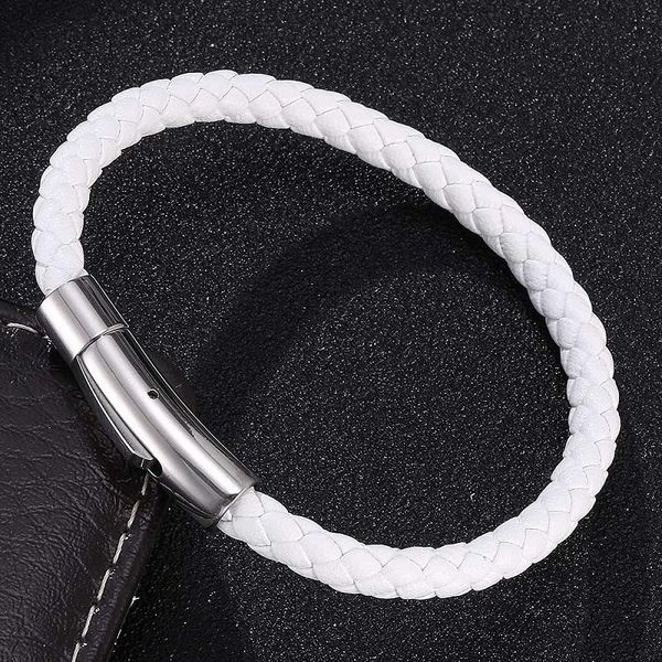 charm bracelets white leather bracelet men women jewelry simple style braided stainless steel exquisite snaps male wrist band, Golden;silver
charm bracelets white leather bracelet men women jewelry simple style braided stainless steel exquisite snaps male wrist band, Golden;silver
