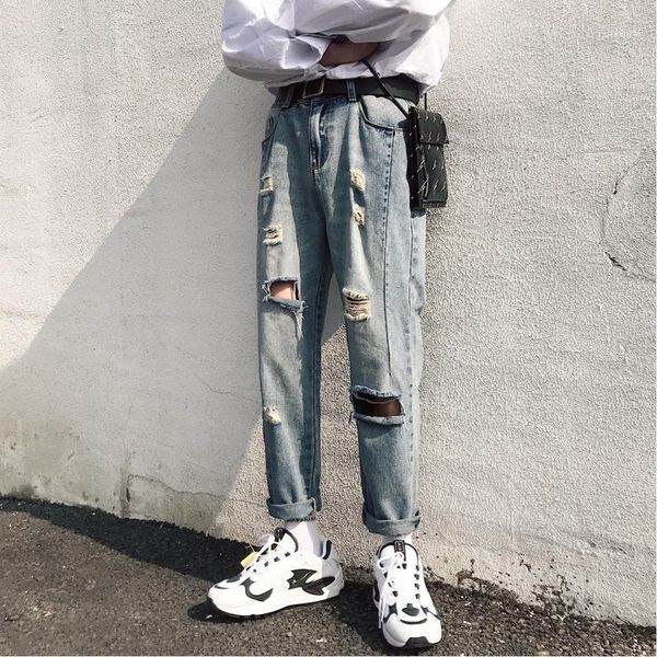 men's jeans summer men fashion washed casual torn holes denim pants man streetwear hip hop loose cowboy trousers male clothes1, Blue
men's jeans summer men fashion washed casual torn holes denim pants man streetwear hip hop loose cowboy trousers male clothes1, Blue