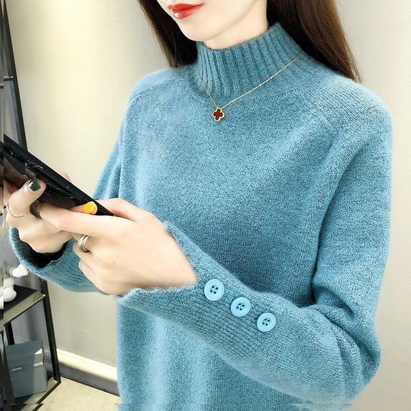 the new autumn/winter 2021 western style blouse loose-fitting semi-turtleneck sweater blouse women's long-sleeve straight tube s, White;black
the new autumn/winter 2021 western style blouse loose-fitting semi-turtleneck sweater blouse women's long-sleeve straight tube s, White;black