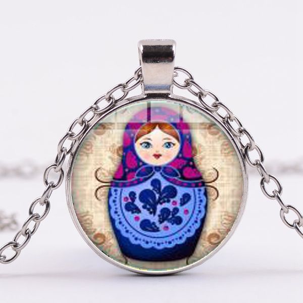 tradition russian doll necklace matryoshka art pendant necklaces handmade glass cabochon wholesale chain choker for women, Silver
tradition russian doll necklace matryoshka art pendant necklaces handmade glass cabochon wholesale chain choker for women, Silver