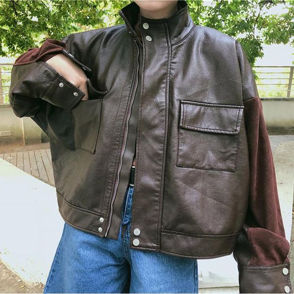 women's jackets pu women fashion jacket cardigans solid zipper female vintage coat casual long sleeves spring loose short style, Black;brown
women's jackets pu women fashion jacket cardigans solid zipper female vintage coat casual long sleeves spring loose short style, Black;brown