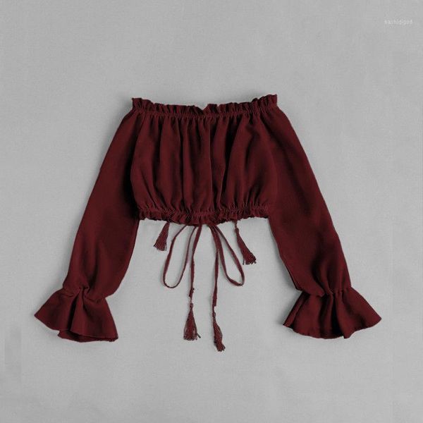 2018 new summer fashion women ladies long sleeve ruffles short crop shirts lace up female off shoulder loose blouse 1, White
2018 new summer fashion women ladies long sleeve ruffles short crop shirts lace up female off shoulder loose blouse 1, White