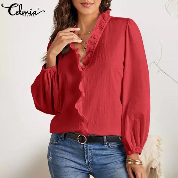 celmia women and blouses 2020 autumn long sleeve ruffles v-neck casual elegant office shirts loose solid work blusas mujer1, White
celmia women and blouses 2020 autumn long sleeve ruffles v-neck casual elegant office shirts loose solid work blusas mujer1, White