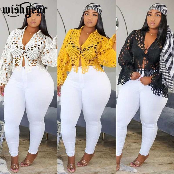 women lace see though v-neck flare long sleeve blouses shirts flare sleeve hollow out outfits women party club blouse1, White
women lace see though v-neck flare long sleeve blouses shirts flare sleeve hollow out outfits women party club blouse1, White