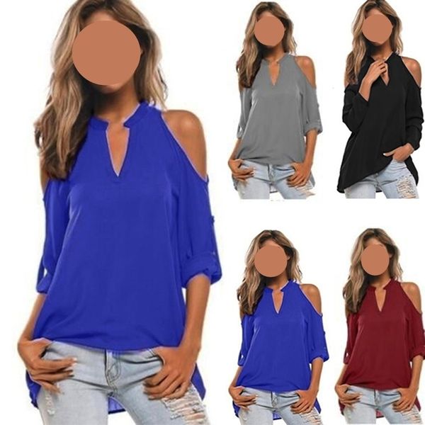 v neck cold shoulder chiffon blouses cuffed long sleeve women solid plus size loose casual pullover tee blouse y200828, White
v neck cold shoulder chiffon blouses cuffed long sleeve women solid plus size loose casual pullover tee blouse y200828, White