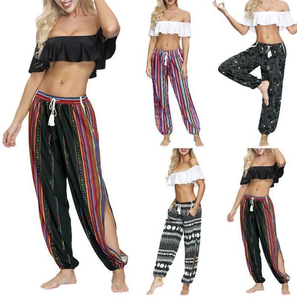 women casual summer loose yoga trousers baggy boho pants side split beach pants swimwear slash sleeve micro bikini #c1, White;black
women casual summer loose yoga trousers baggy boho pants side split beach pants swimwear slash sleeve micro bikini #c1, White;black